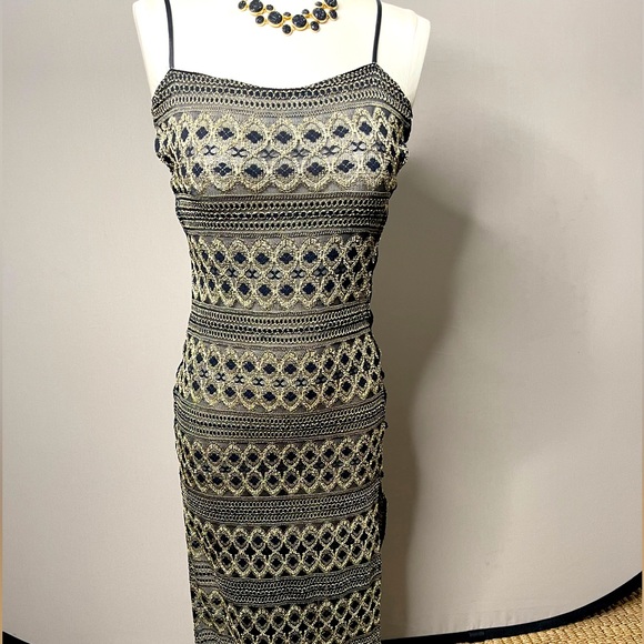 Women's Maxi Cut Out Dress High Slit Side Lace Up Spaghetti straps- Size Small - Picture 8 of 13